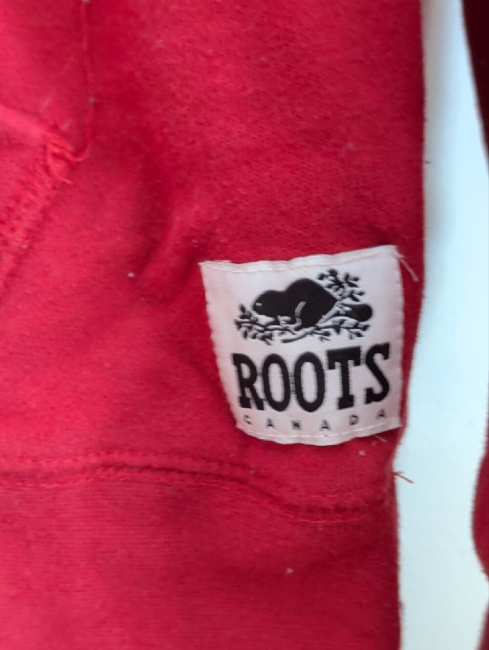 Roots Deep Red Men's Hoodie with White Logo - Picture 4 of 7